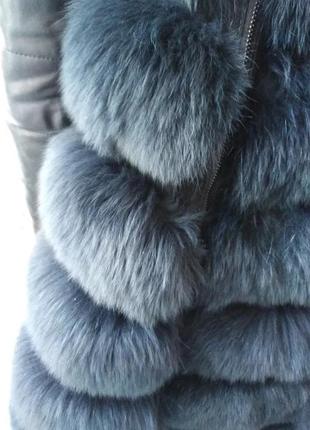 Шуба, парка, зимняя куртка-трансформер натуральная кожа с мехом песца4 фото