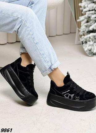 Чорні дуже круті кросівки на високій підошві5 фото