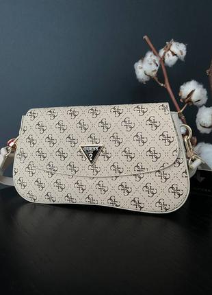 Сумочка жіноча guess cordelia flap shoulder bag сіра, бежева, біла, чорна