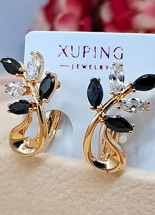 Жіночі сережки з медичного золота. ювелірна біжутерія xuping. кульчики