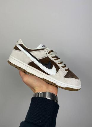 Найк данк лов nike sb dunk low 85 double swoosh 'beige brown'4 фото