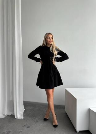 Жіноча вельветова сукня чорного кольору3 фото