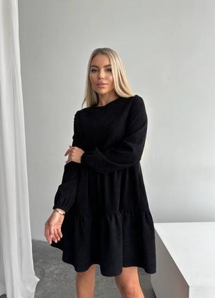 Жіноча вельветова сукня чорного кольору2 фото