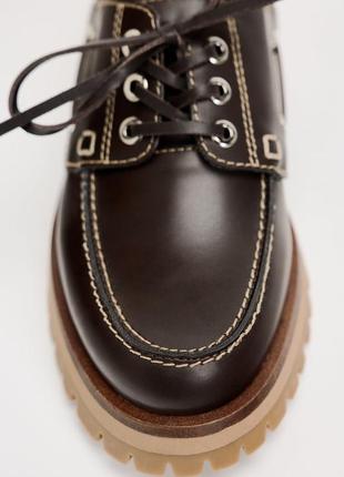Туфлі коричневі з строчками zara new3 фото