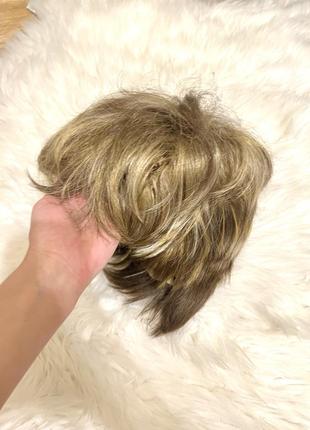 Перука парик каре блонд коротке боб шеггі мілірований3 фото