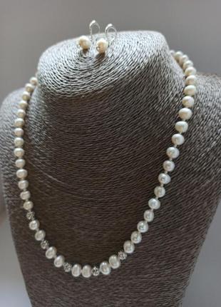 Ожерелье и серьги из речного жемчуга2 фото