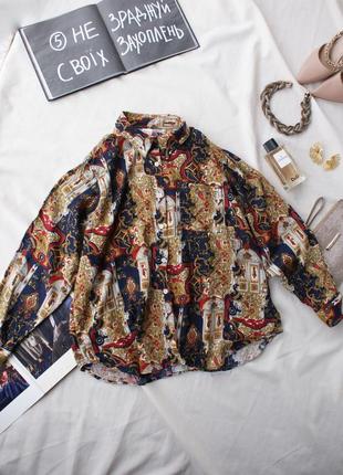 Блуза оверсайз модний принт у складі віскоза