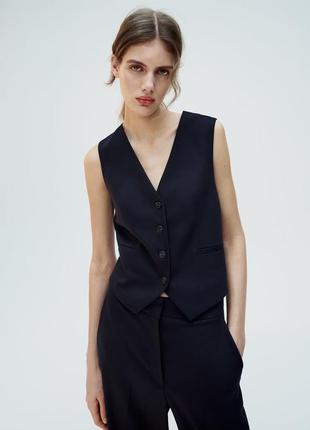 Изысканный синий жилет zara new3 фото