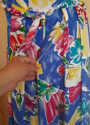 Яркое вискозное платье в стиле ретро винтаж цветочный принт6 фото