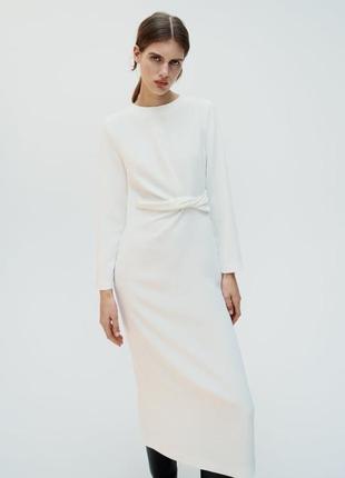 Платье женское белое креповое zara new