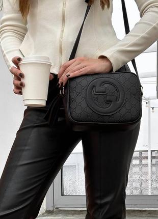 Женская брендовая сумочка в стиле gucci. черная2 фото