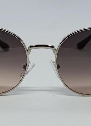 Очки в стиле gucci унисекс солнцезащитные серо розовый градиент в серебристой металлической оправе2 фото