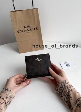 Coach snap wallet женский брендовый кожаный кошелек кожа коуч коач на подарок девушке жене дочери