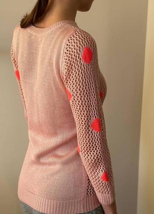 Весенний свитерик h&amp;m розового цвета в сетку.2 фото