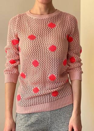 Весенний свитерик h&amp;m розового цвета в сетку.3 фото