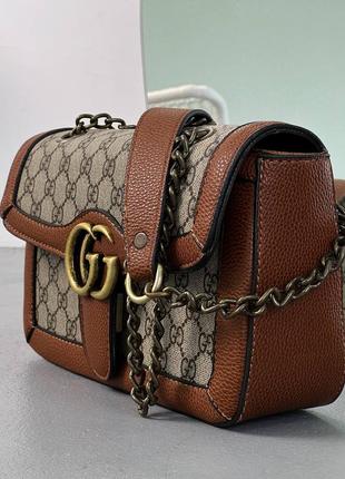 Женская брендовая сумочка в стиле gucci. brown color2 фото