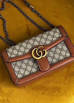 Женская брендовая сумочка в стиле gucci. brown color1 фото