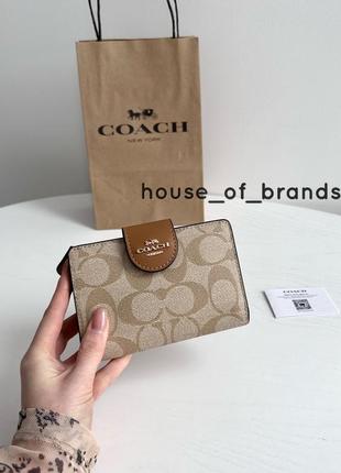 Coach medium corner zip wallet жіночий брендовий шкіряний гаманець кошельок шкіра коуч коач на подарунок дівчині на подарунок дружині