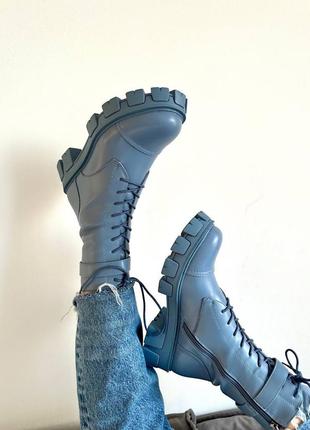 Женские ботинки голубые деми boyfriend boots blue7 фото