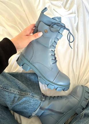 Женские ботинки голубые деми boyfriend boots blue1 фото