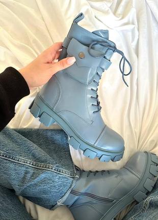 Женские ботинки голубые деми boyfriend boots blue