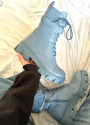 Женские ботинки голубые деми boyfriend boots blue10 фото