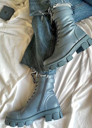 Женские ботинки голубые деми boyfriend boots blue4 фото