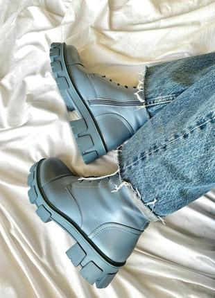 Женские ботинки голубые деми boyfriend boots blue9 фото