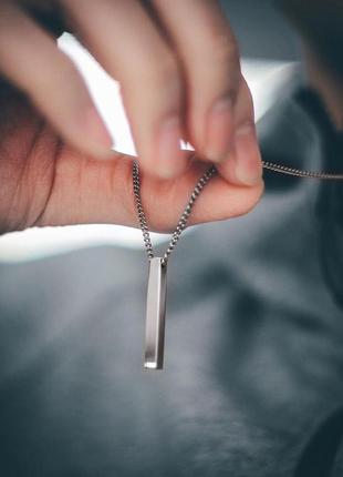Чоловіча срібна підвіска з кулоном, металева цепочка ланцюжок на шию, кулон із нержавіючої сталі6 фото