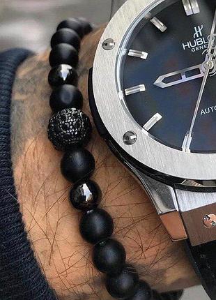 Чоловічий браслет з натурального каміння, кам'яний браслет з агату