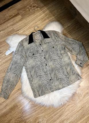 Стильна блуза сорочка на гудзиках в принт смужку