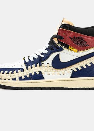 Чоловічі кросівки nike air jordan 1 retro x union l.a blue white beige 41-42-43-44