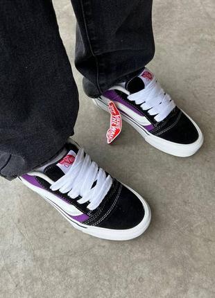 Мужские кеды фиолетовые с черным в стиле vans knu skool purple8 фото