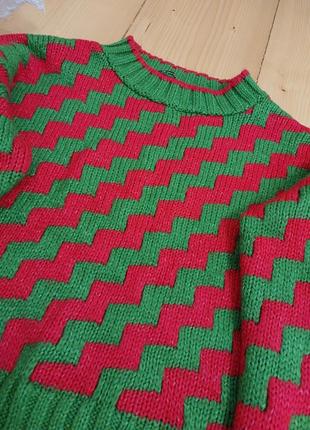 Вязаный свитер в стиле oversize зигзаг2 фото