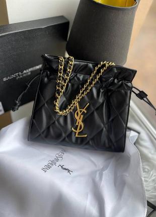 Стильна шкіряна сумка чорна ysl сумочка