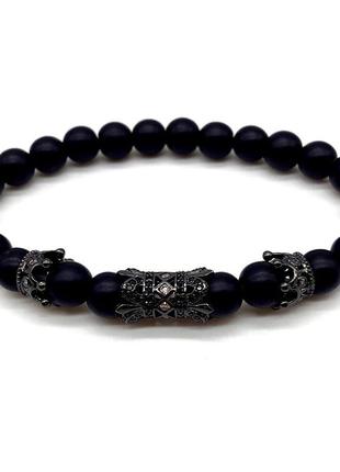 Мужские браслеты из натуральных камней, каменные браслеты со львом из агата черные9 фото