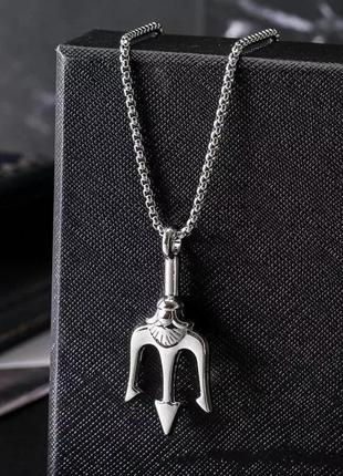 Мужская металлическая серебряная подвеска, цепочка на шею, кулон из нержавеющей стали8 фото