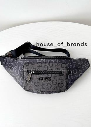 Мужская брендовая сумочка бананка guess ezra logo fanny pack belt bag гезз оригинал сумка слинг на подарок мужу подарок парню