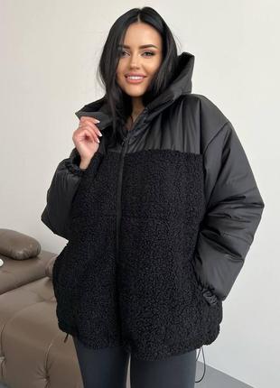Зимняя женская куртка оверсайз барашек 42-48 р1 фото