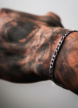 Мужской серебряный браслет стальной, мужская серебряная цепочка цепь на руку из стали4 фото