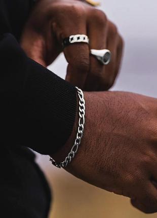 Мужской серебряный браслет стальной, мужская серебряная цепочка цепь на руку из стали2 фото