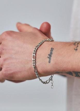 Мужской серебряный браслет стальной, мужская серебряная цепочка цепь на руку из стали7 фото