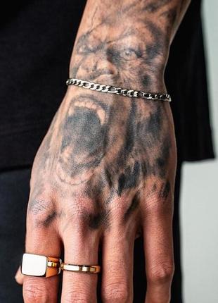 Мужской серебряный браслет стальной, мужская серебряная цепочка цепь на руку из стали6 фото