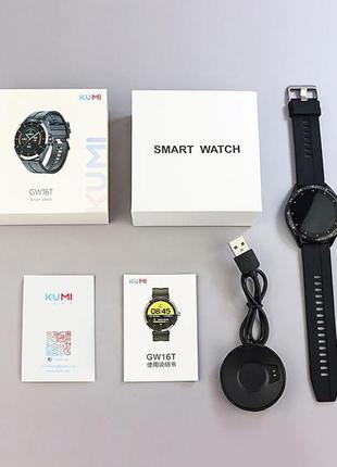 Смарт часы smart watch мужские металлические kumi gw16t спортивные смарт-часы черные7 фото