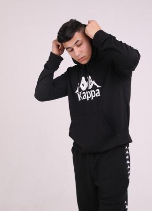 Мужская спортивная кофта kappa, худи каппа, толстовка черная6 фото