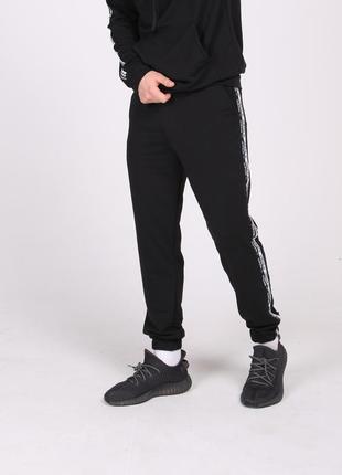 Спортивные штаны adidas мужские с лампасами, адидас черные7 фото