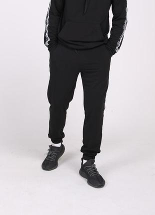 Спортивные штаны adidas мужские с лампасами, адидас черные8 фото