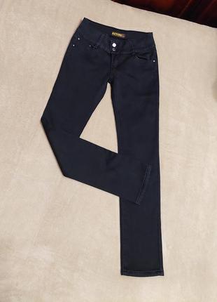 Черные джинсы action jeans штаны на флисе тёплые с утеплителем зимние