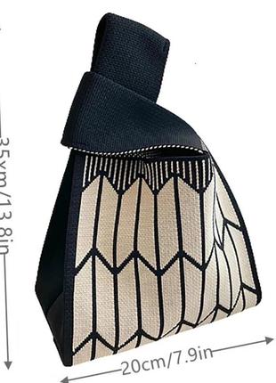 Тренд стильна чорно біла жіноча в'язана текстильна сумка шопер2 фото