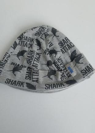 Дитяча демісезонна шапка, тонка бавовняна шапка на хлопчика,  shark